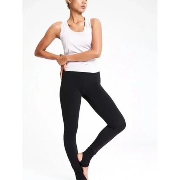 Athleta Barre Stirrup Tight Powervita Black‎ Size Small Petite Yoga Pilates NWT - Picture 2 of 16
